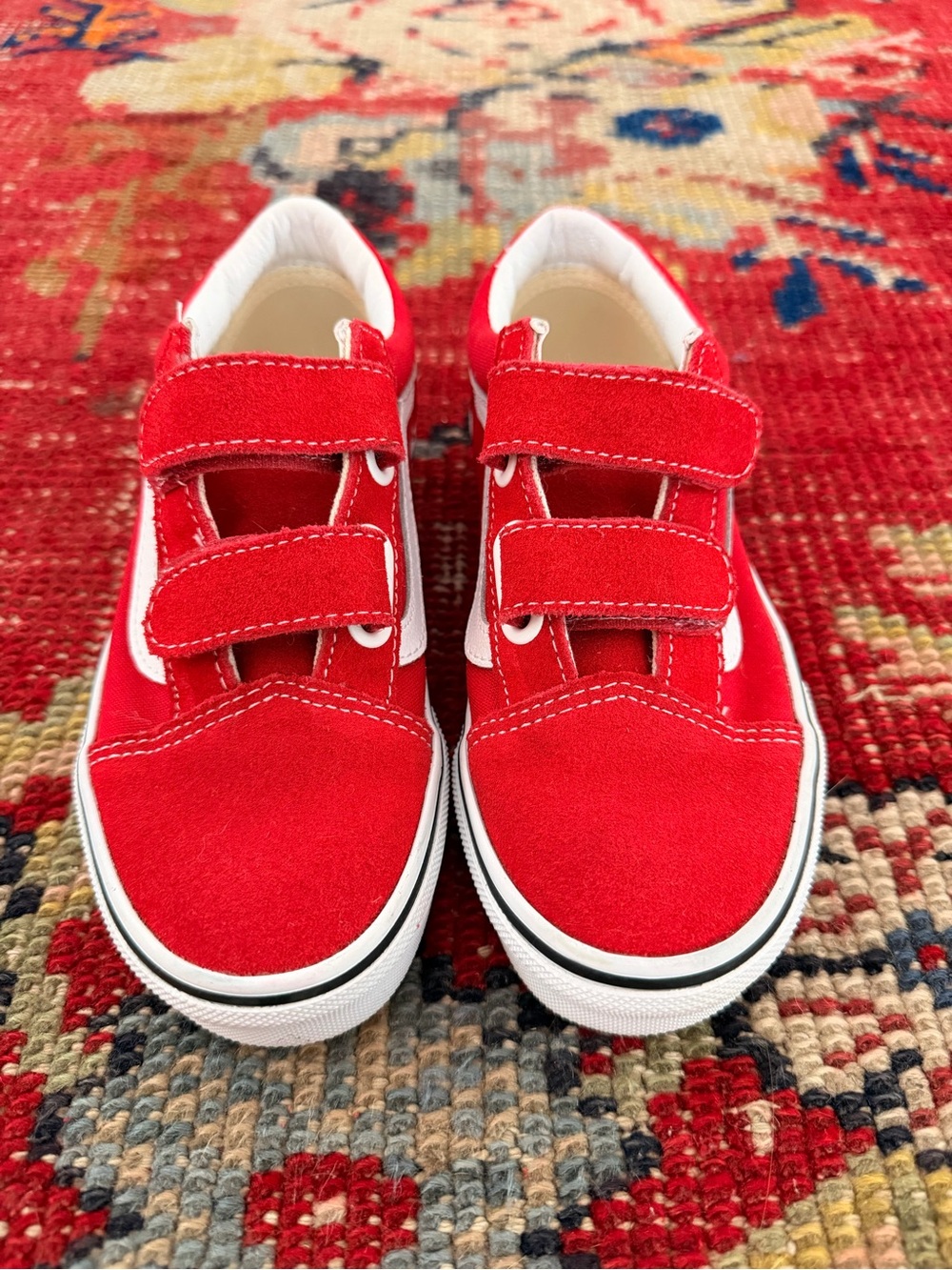 Vans Kids Velcro Red Suede Sneakers size 13